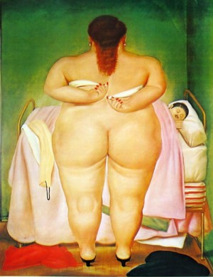 Oil botero,fernando Painting - The The morning after1 by Botero,Fernando