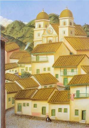 Oil botero,fernando Painting - The town 1995 by Botero,Fernando