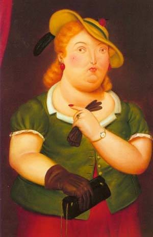 Oil botero,fernando Painting - Woman in a hat 1986 by Botero,Fernando