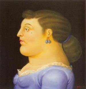 Oil botero,fernando Painting - Woman in profile 1995 by Botero,Fernando
