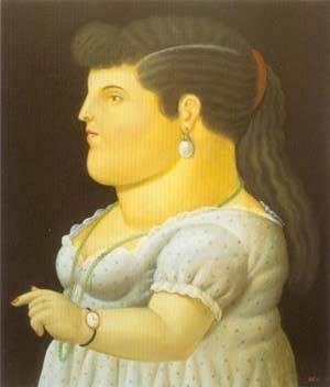 Oil botero,fernando Painting - Woman in profile 1996 by Botero,Fernando