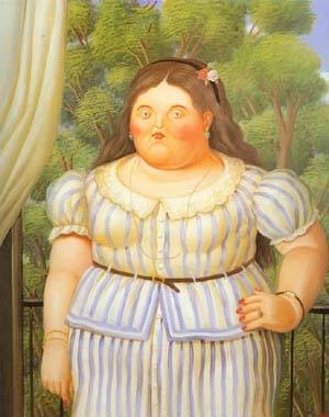 Oil woman Painting - Woman on a balcony 1995 by Botero,Fernando