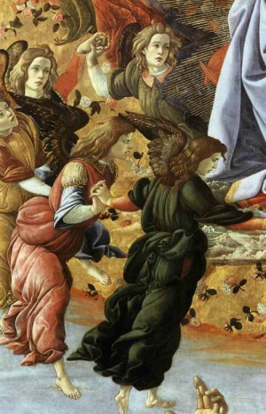 Oil botticelli,sandro Painting - Coronation of the Virgin (detail).c.1490-92 by Botticelli,Sandro