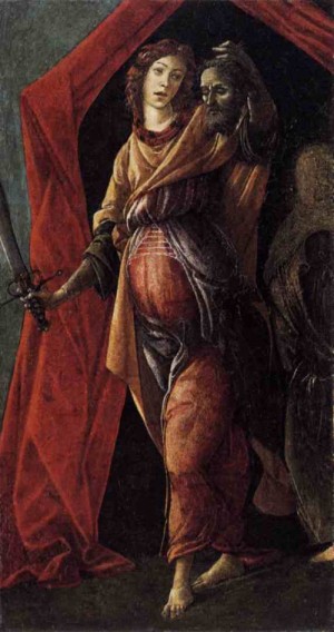 Oil the Painting - Judith Leaving the Tent of Holofernes 1495-1500 by Botticelli,Sandro