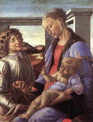 Oil angel Painting - Madonna and Child with an Angel c.1470 by Botticelli,Sandro