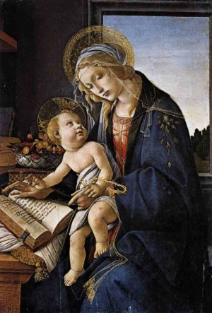 Oil the Painting - Madonna of the Book (Madonna del Libro) c.1483 by Botticelli,Sandro