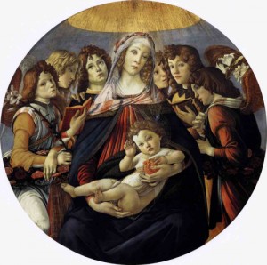 Oil the Painting - Madonna of the Pomegranate (Madonna della Melagrana) c.1487 by Botticelli,Sandro