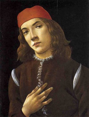 Oil botticelli,sandro Painting - Portrait of a Young Man 1482-83 by Botticelli,Sandro