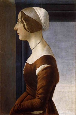 Oil woman Painting - Portrait of a Young Woman c.1475 by Botticelli,Sandro