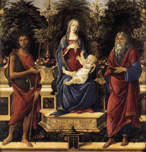 Oil botticelli,sandro Painting - The Virgin and Child Enthroned (Bardi Altarpiece) 1484 by Botticelli,Sandro