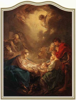 Oil the Painting - Adoration of the Shepherds  1750 by Boucher,Francois