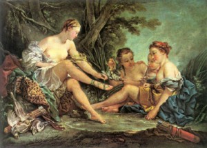Oil boucher,francois Painting - Diana after the Hunt by Boucher,Francois