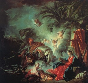 Oil boucher,francois Painting - The Rest on the Flight into Egypt, 1737 by Boucher,Francois