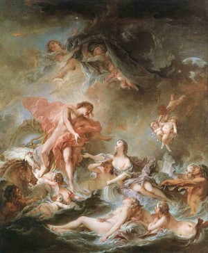 Oil the Painting - The Setting of the Sun  1752 by Boucher,Francois