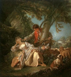 Oil the Painting - The Sleeping Shepherdess by Boucher,Francois