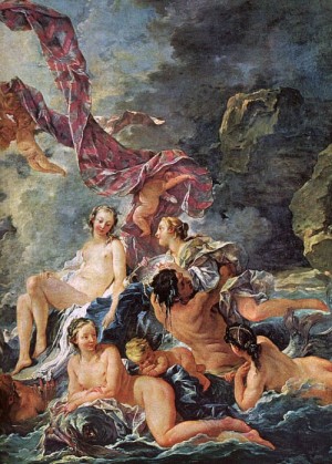 Oil boucher,francois Painting - The Triumph of Venus  detail 1740 by Boucher,Francois