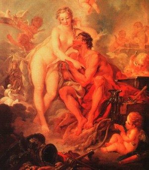 Oil boucher,francois Painting - The Visit of Venus to Vulcan     1754 by Boucher,Francois