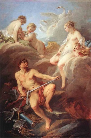 Oil boucher,francois Painting - Venus Demanding Arms from Vulcan for Aeneas 1732 by Boucher,Francois