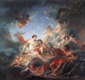 Oil boucher,francois Painting - Vulcan Presenting Venus with Arms for Aeneas  1757 by Boucher,Francois