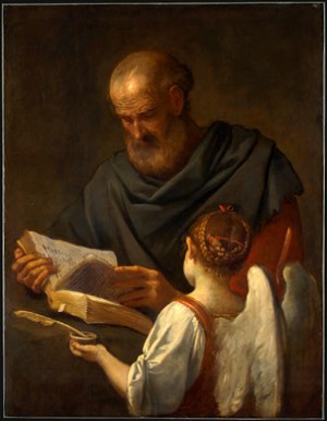 Oil cantarini,simone Painting - Saint Matthew and the Angel  1645-48 by Cantarini,Simone