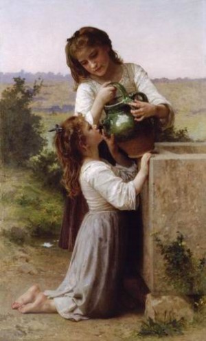 Oil the Painting - A la fontaine (At the Fountain) 1897 by Bouguereau,William