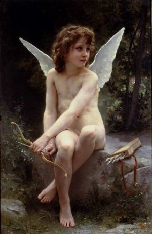 Oil the Painting - Amour a laffut (love on the Look out) 1890 by Bouguereau,William