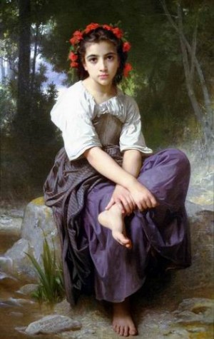  Photograph - Au bord du ruisseau (At the Edge of the Brook) 1875 by Bouguereau,William