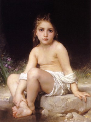 Oil bouguereau,william Painting - Child at Bath 1886 by Bouguereau,William