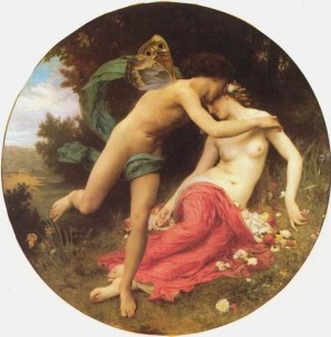 Oil bouguereau,william Painting - Cupid and Psyche by Bouguereau,William