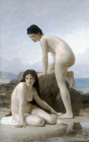  Photograph - Les deux baigneuses by Bouguereau,William