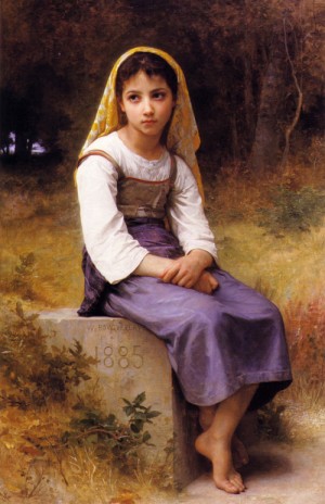  Photograph - Meditation 1885 by Bouguereau,William