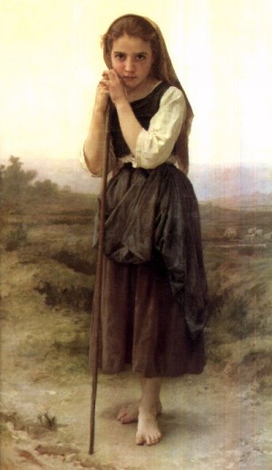 Oil bouguereau,william Painting - The Little Shepherdess     1891 by Bouguereau,William