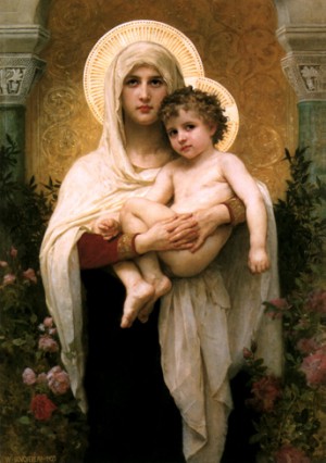 Oil bouguereau,william Painting - The Madonna of the Roses（La madone aux roses）    1903 by Bouguereau,William