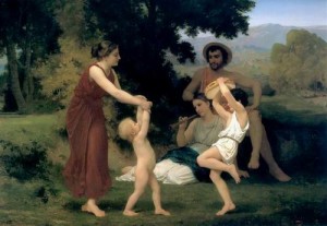 Oil the Painting - The Pastoral Recreation 1868 by Bouguereau,William