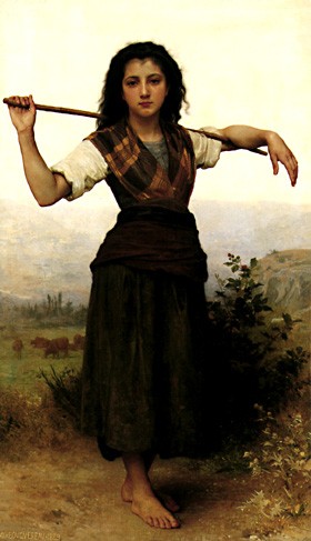 Oil bouguereau,william Painting - The Shepherdess   1889 by Bouguereau,William