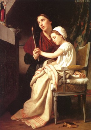 Oil bouguereau,william Painting - The Thanks Offering  1867 by Bouguereau,William