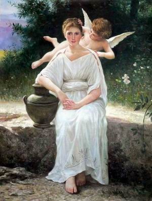 Oil bouguereau,william Painting - Whisperings of Love  1889 by Bouguereau,William