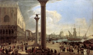 Oil carlevaris, luca Painting - The Wharf, Looking toward the Doge's Palace by Carlevaris, Luca