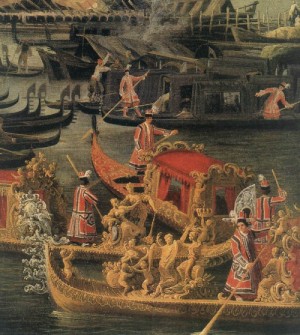 Oil the Painting - Arrival of the French Ambassador in Venice (detail)  1740s by Canaletto