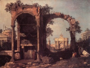 Oil architecture and buildings Painting - Capriccio Ruins and Classic Buildings  1730s by Canaletto