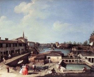 Oil the Painting - Dolo on the Brenta  c 1730-35 by Canaletto