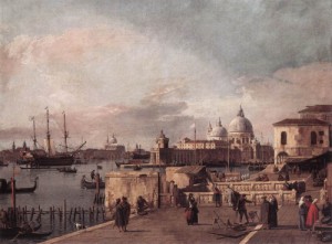 Oil the Painting - Entrance to the Grand Canal  from the West End of the Molo  1735-40 by Canaletto