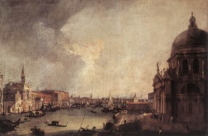 Oil the Painting - Entrance to the Grand Canal  Looking East   c. 1725 by Canaletto