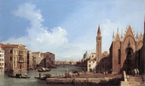 Oil the Painting - Grand Canal from Santa Maria della Carità to the Bacino di San Marco   1730-33 by Canaletto