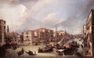 Oil canaletto Painting - Grand Canal Looking North East toward the Rialto Bridge    c. 1725 by Canaletto