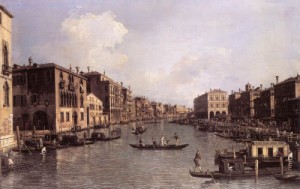 Oil canaletto Painting - Grand Canal Looking South East from the Campo Santa Sophia to the Rialto Bridge    c. 1756 by Canaletto
