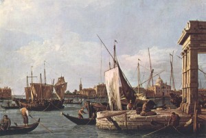 Oil canaletto Painting - La Punta della Dogana (Custom Point)  1726-28 by Canaletto