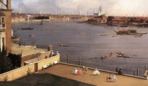 Oil the Painting - London  The Thames and the City of London from Richmond House (detail) 1747 by Canaletto