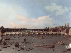 Oil the Painting - London  Westminster Bridge from the North on Lord Mayor's Day   1746 by Canaletto