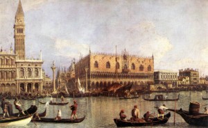 Oil the Painting - Palazzo Ducale and the Piazza di San Marco c. 1755 by Canaletto